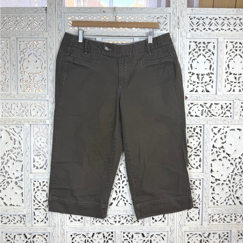Eddie Bauer Brown‎ Low Rise Y2k Style Capri Pants Blakely Chino Womens 14